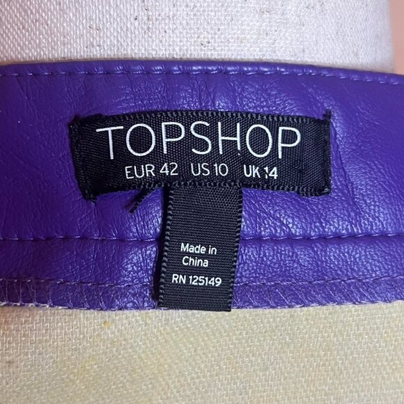 Top Shop Purple Pleather mini skirt size 10 - Picture 4 of 5